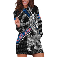 Personalized Iceland Vikings Hoodie Dress Nordic Lion Bound in Runes and Chains