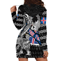 Personalized Iceland Vikings Hoodie Dress Nordic Lion Bound in Runes and Chains