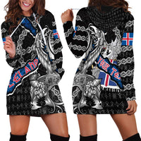 Personalized Iceland Vikings Hoodie Dress Nordic Lion Bound in Runes and Chains