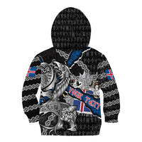 Personalized Iceland Vikings Kid Hoodie Nordic Lion Bound in Runes and Chains