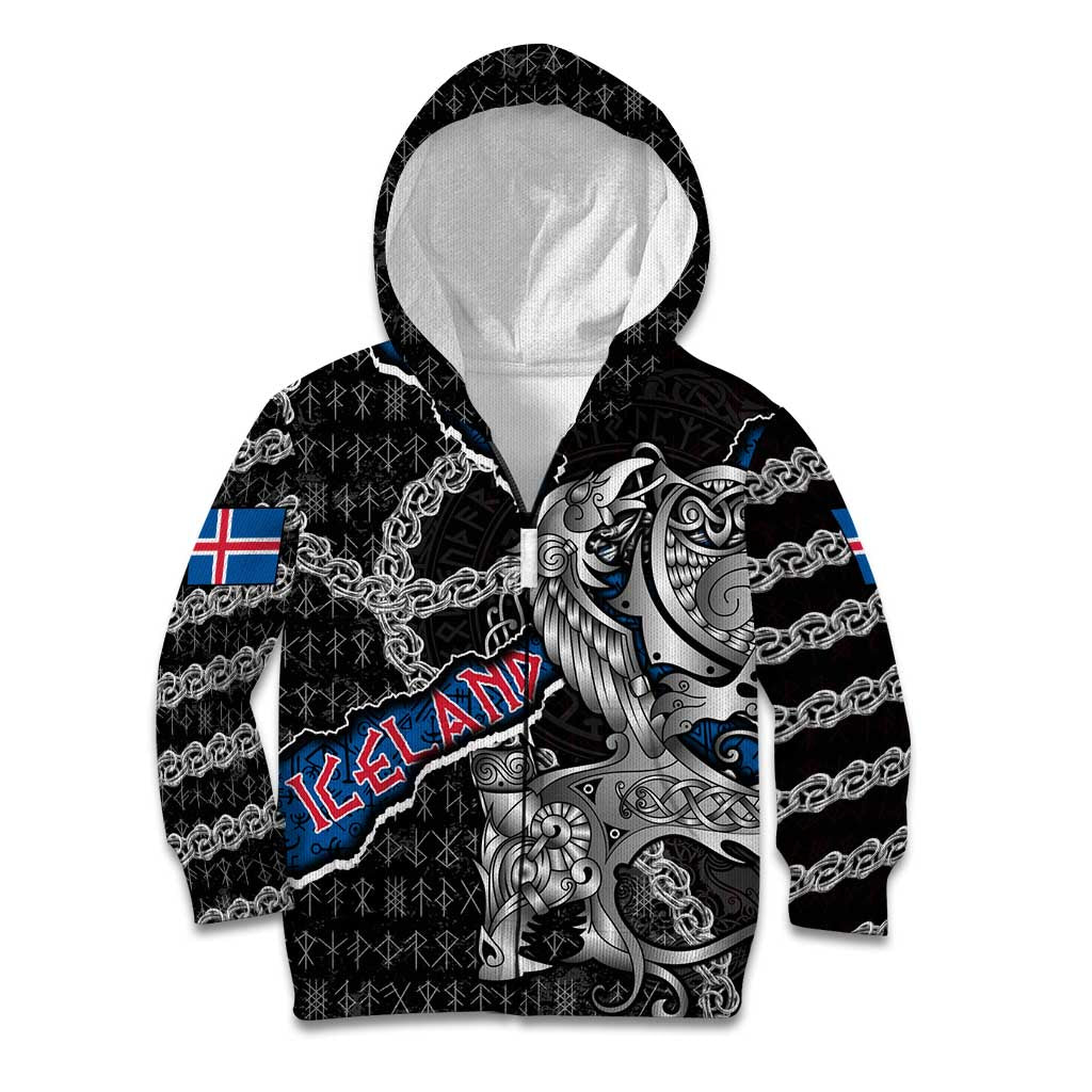Personalized Iceland Vikings Kid Hoodie Nordic Lion Bound in Runes and Chains