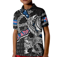 Personalized Iceland Vikings Kid Polo Shirt Nordic Lion Bound in Runes and Chains