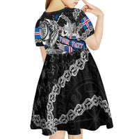 Personalized Iceland Vikings Kid Short Sleeve Dress Nordic Lion Bound in Runes and Chains