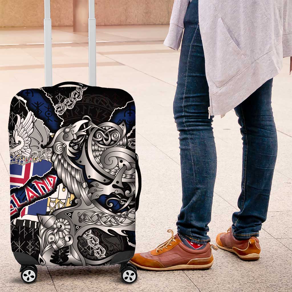 Iceland Vikings Luggage Cover Nordic Lion Bound in Runes and Chains