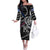 Personalized Iceland Vikings Off The Shoulder Long Sleeve Dress Nordic Lion Bound in Runes and Chains