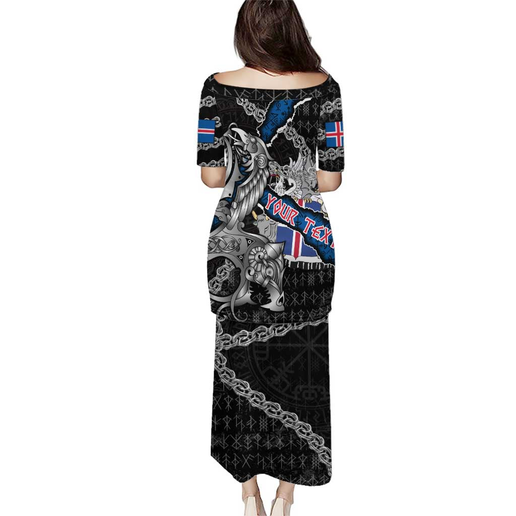 Personalized Iceland Vikings Puletasi Nordic Lion Bound in Runes and Chains