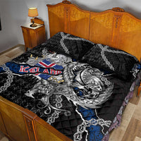 Iceland Vikings Quilt Bed Set Nordic Lion Bound in Runes and Chains