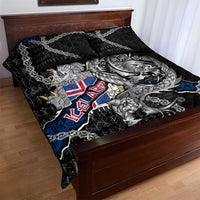 Iceland Vikings Quilt Bed Set Nordic Lion Bound in Runes and Chains