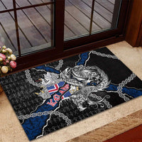 Iceland Vikings Rubber Doormat Nordic Lion Bound in Runes and Chains