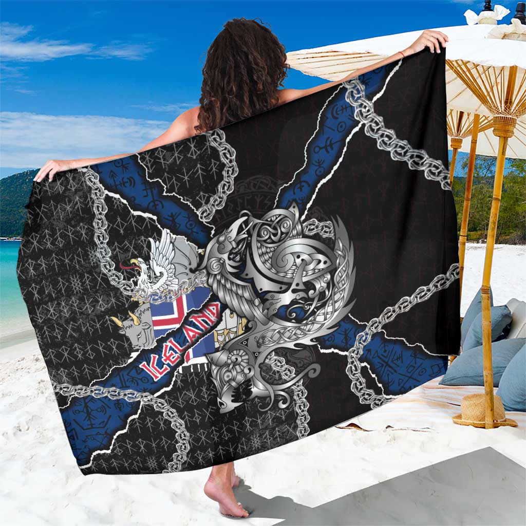 Iceland Vikings Sarong Nordic Lion Bound in Runes and Chains