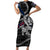 Personalized Iceland Vikings Short Sleeve Bodycon Dress Nordic Lion Bound in Runes and Chains