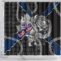 Iceland Vikings Shower Curtain Nordic Lion Bound in Runes and Chains