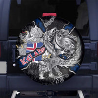 Iceland Vikings Spare Tire Cover Nordic Lion Bound in Runes and Chains