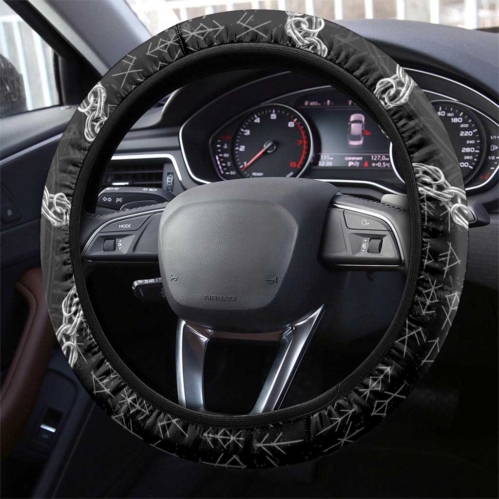 Iceland Vikings Steering Wheel Cover Nordic Lion Bound in Runes and Chains
