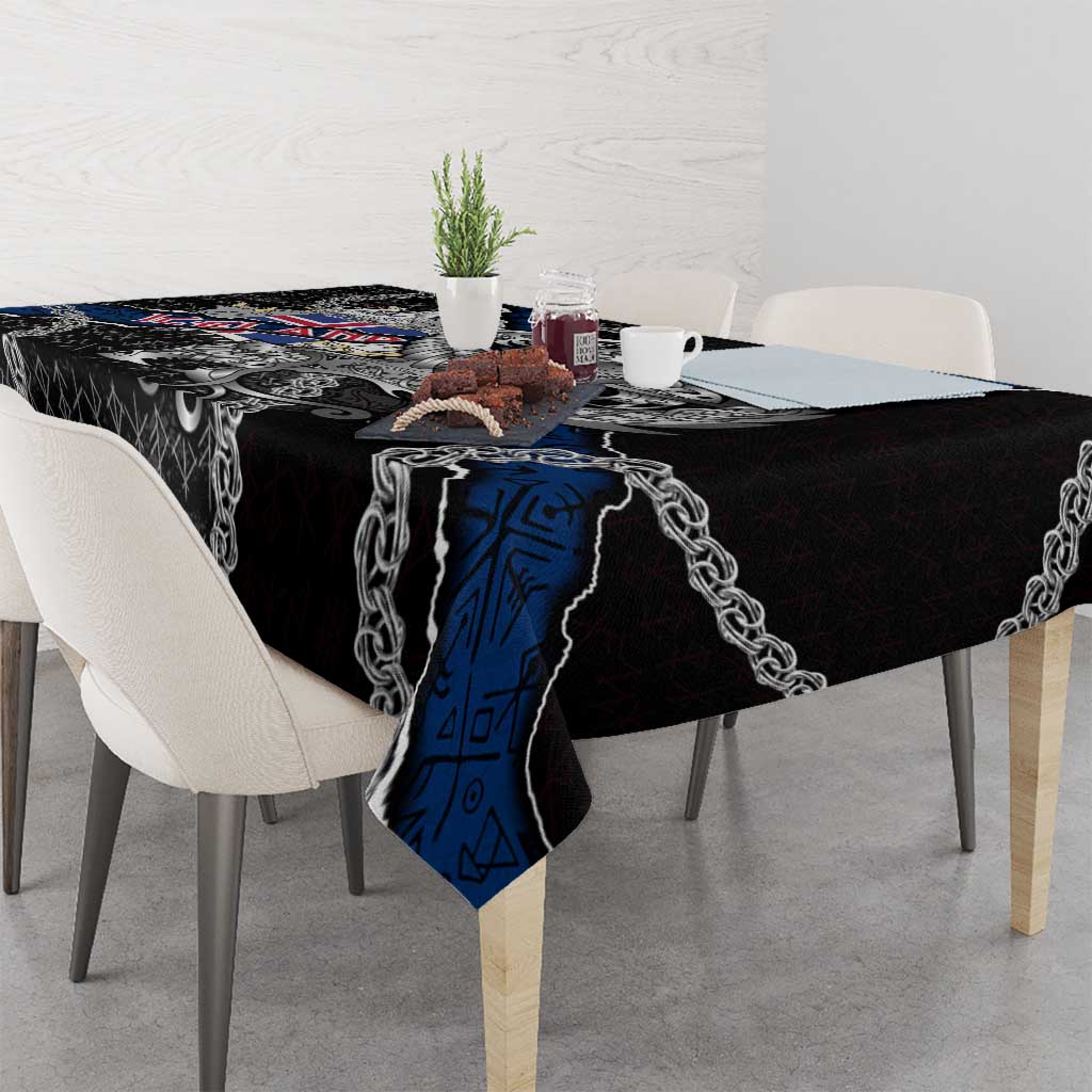 Iceland Vikings Tablecloth Nordic Lion Bound in Runes and Chains