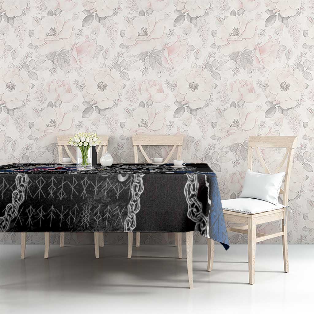 Iceland Vikings Tablecloth Nordic Lion Bound in Runes and Chains