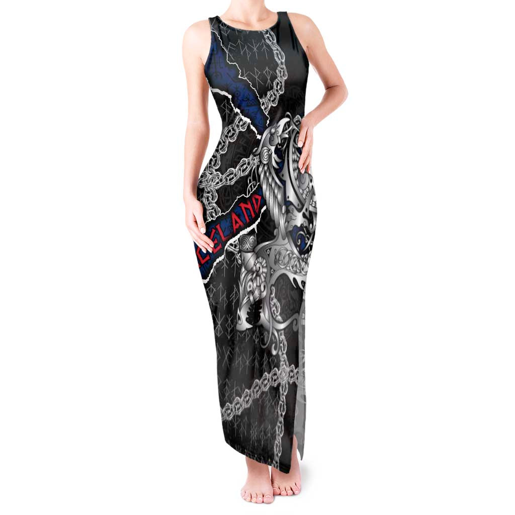 Personalized Iceland Vikings Tank Maxi Dress Nordic Lion Bound in Runes and Chains