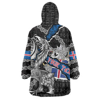 Personalized Iceland Vikings Wearable Blanket Hoodie Nordic Lion Bound in Runes and Chains