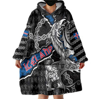 Personalized Iceland Vikings Wearable Blanket Hoodie Nordic Lion Bound in Runes and Chains