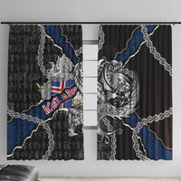 Iceland Vikings Window Curtain Nordic Lion Bound in Runes and Chains