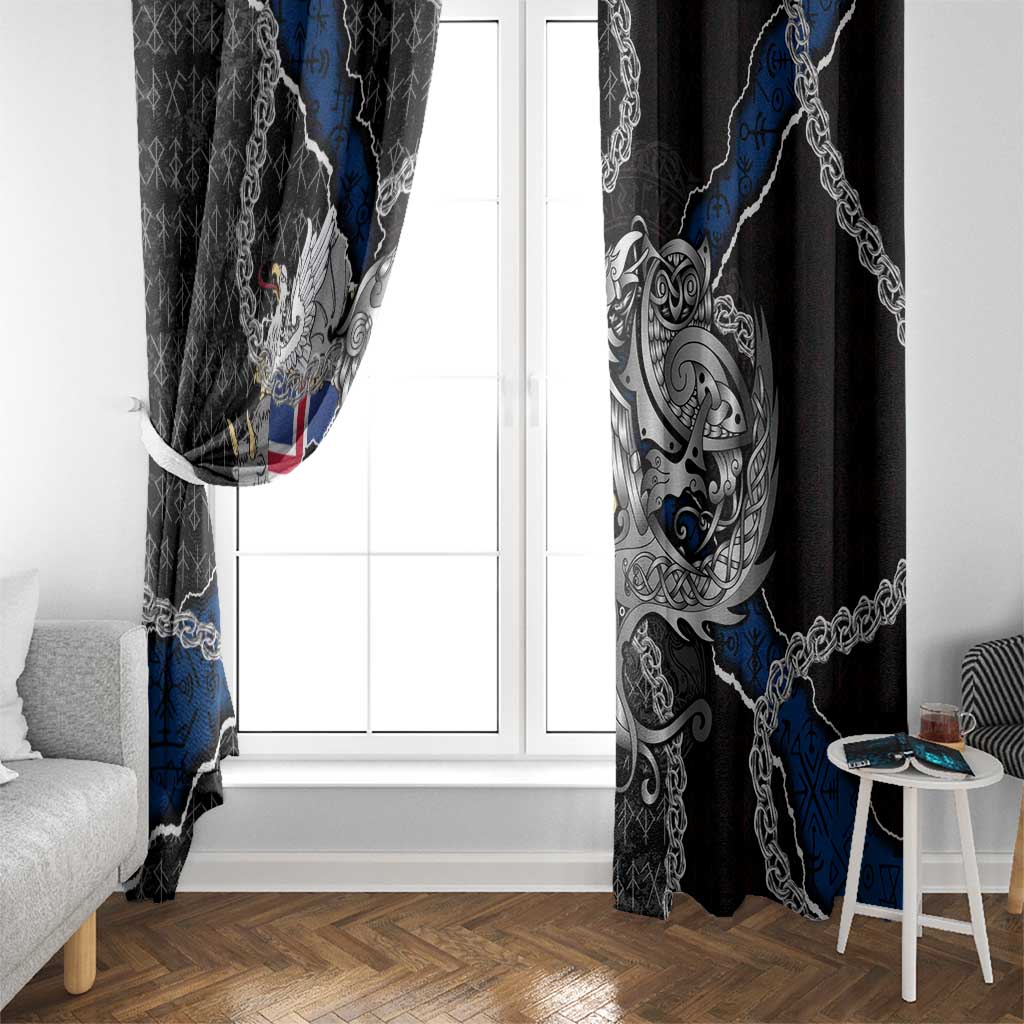 Iceland Vikings Window Curtain Nordic Lion Bound in Runes and Chains