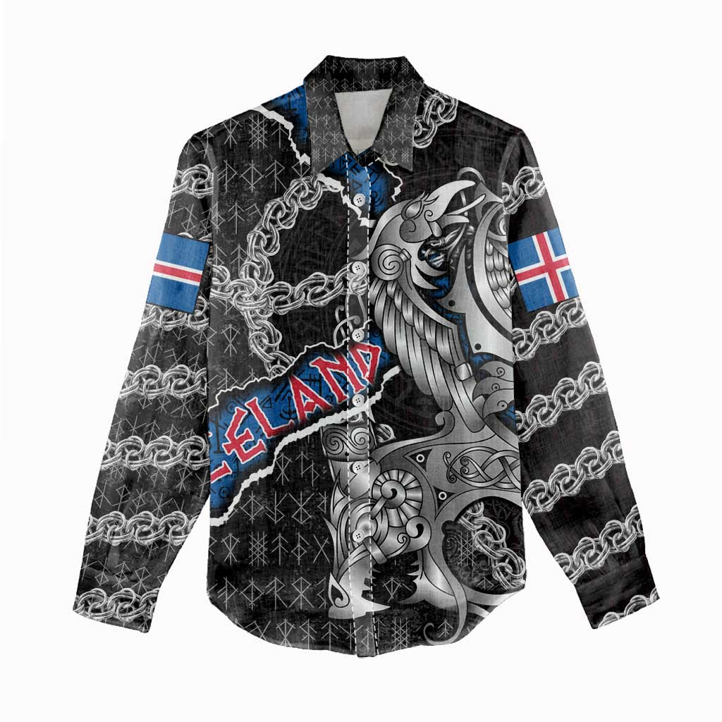 Personalized Iceland Vikings Women Casual Shirt Nordic Lion Bound in Runes and Chains
