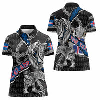 Personalized Iceland Vikings Women Polo Shirt Nordic Lion Bound in Runes and Chains