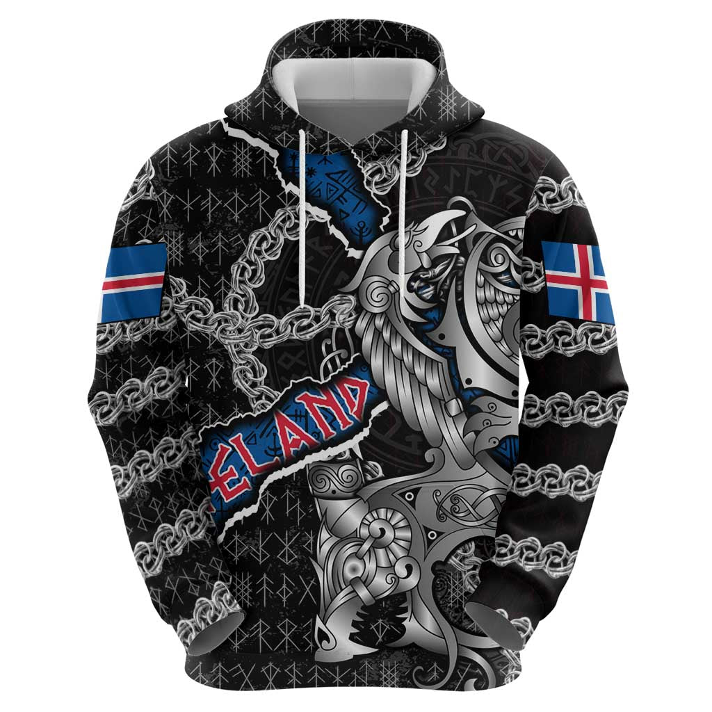 Personalized Iceland Vikings Zip Hoodie Nordic Lion Bound in Runes and Chains