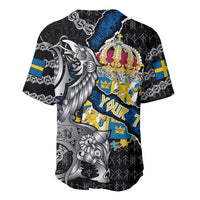 Personalized Sweden Vikings Baseball Jersey Nordic Lion Bound in Runes and Chains
