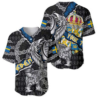 Personalized Sweden Vikings Baseball Jersey Nordic Lion Bound in Runes and Chains