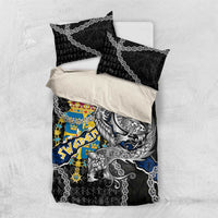 Sweden Vikings Bedding Set Nordic Lion Bound in Runes and Chains