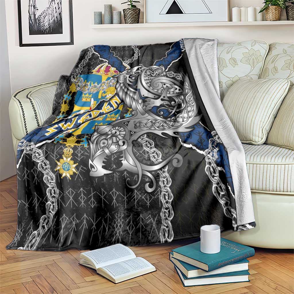 Sweden Vikings Blanket Nordic Lion Bound in Runes and Chains
