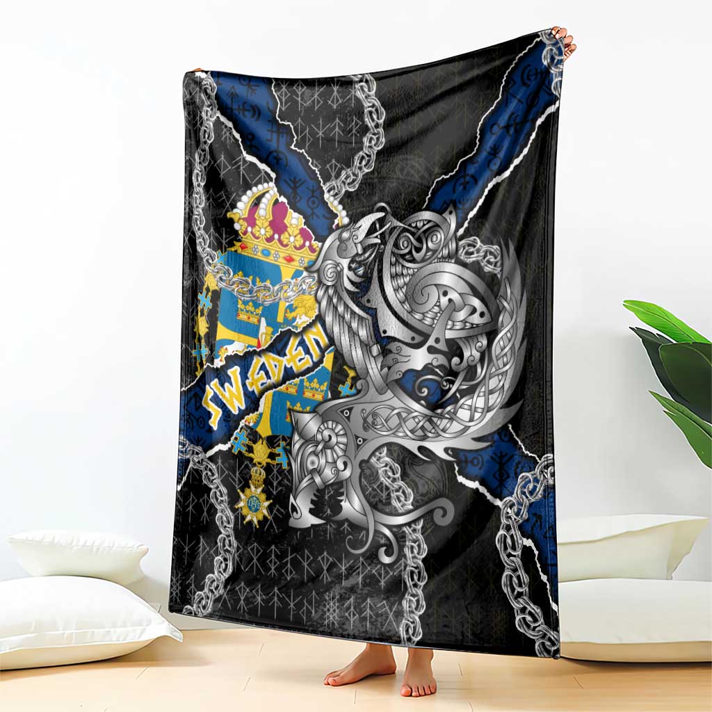 Sweden Vikings Blanket Nordic Lion Bound in Runes and Chains