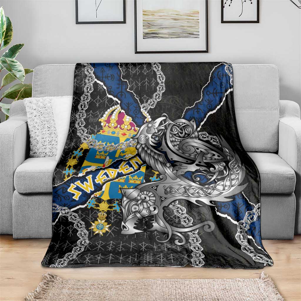 Sweden Vikings Blanket Nordic Lion Bound in Runes and Chains