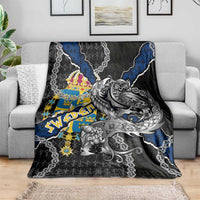 Sweden Vikings Blanket Nordic Lion Bound in Runes and Chains