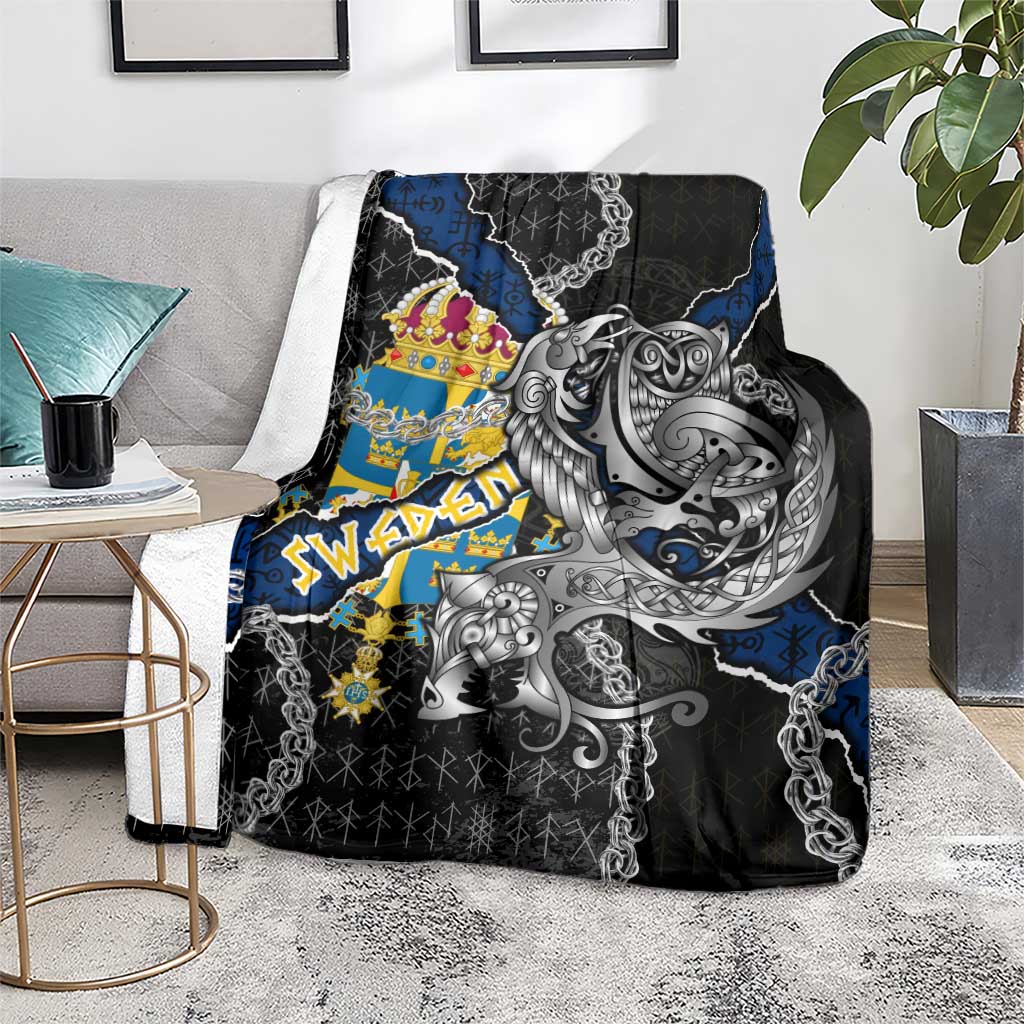 Sweden Vikings Blanket Nordic Lion Bound in Runes and Chains