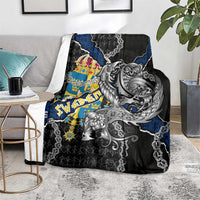 Sweden Vikings Blanket Nordic Lion Bound in Runes and Chains