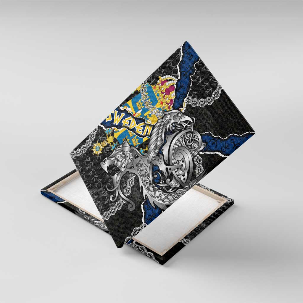 Sweden Vikings Canvas Wall Art Nordic Lion Bound in Runes and Chains