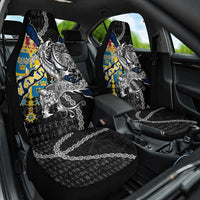 Sweden Vikings Car Seat Cover Nordic Lion Bound in Runes and Chains