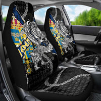 Sweden Vikings Car Seat Cover Nordic Lion Bound in Runes and Chains