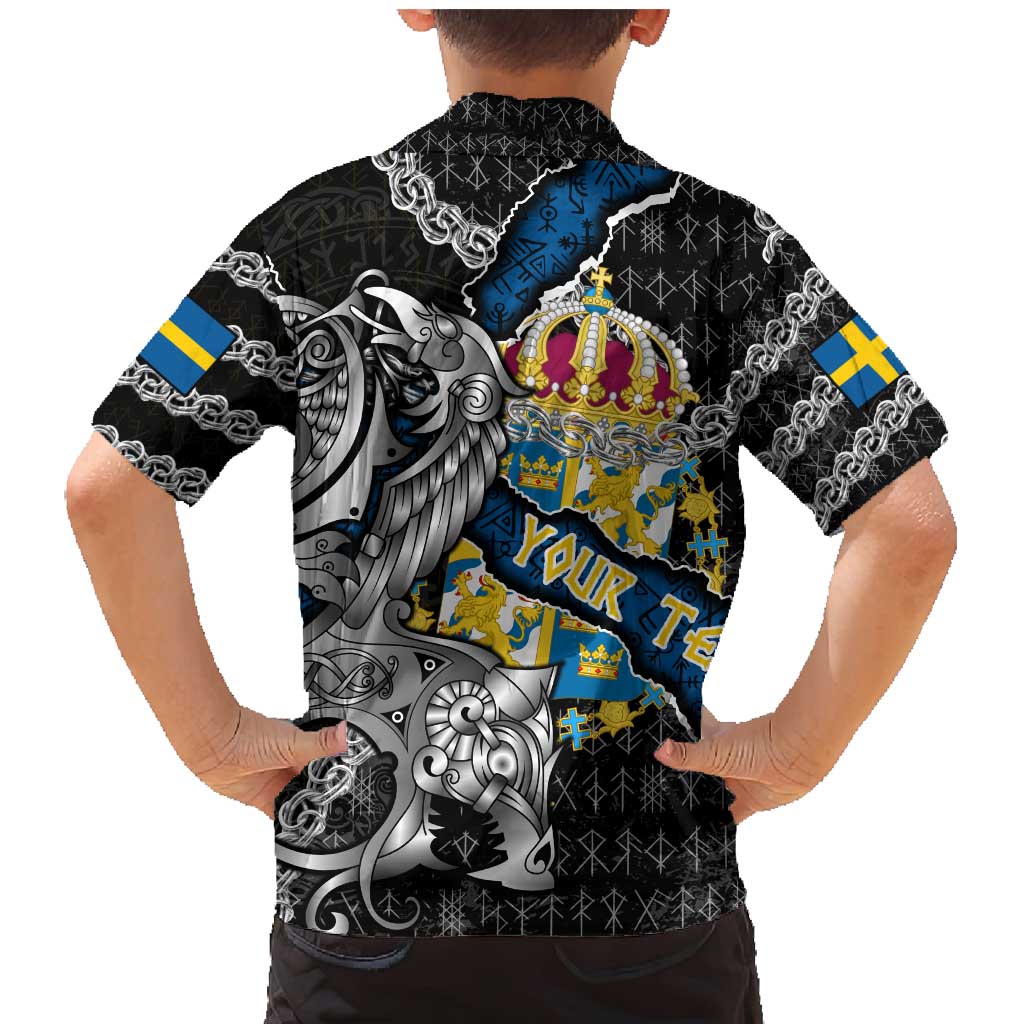 Personalized Sweden Vikings Family Matching Mermaid Dress and Hawaiian Shirt Nordic Lion Bound in Runes and Chains