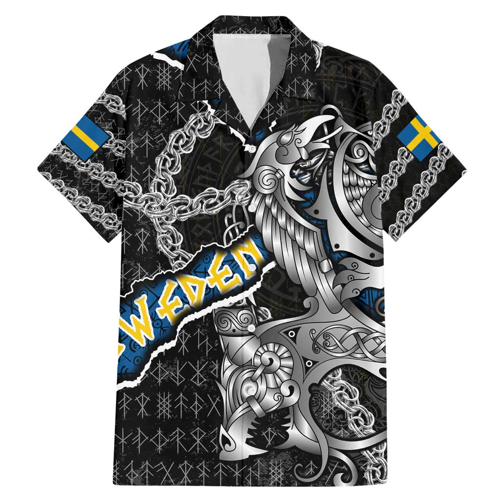 Personalized Sweden Vikings Family Matching Mermaid Dress and Hawaiian Shirt Nordic Lion Bound in Runes and Chains