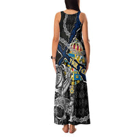 Personalized Sweden Vikings Family Matching Tank Maxi Dress and Hawaiian Shirt Nordic Lion Bound in Runes and Chains