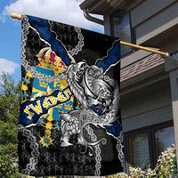 Sweden Vikings Garden Flag Nordic Lion Bound in Runes and Chains