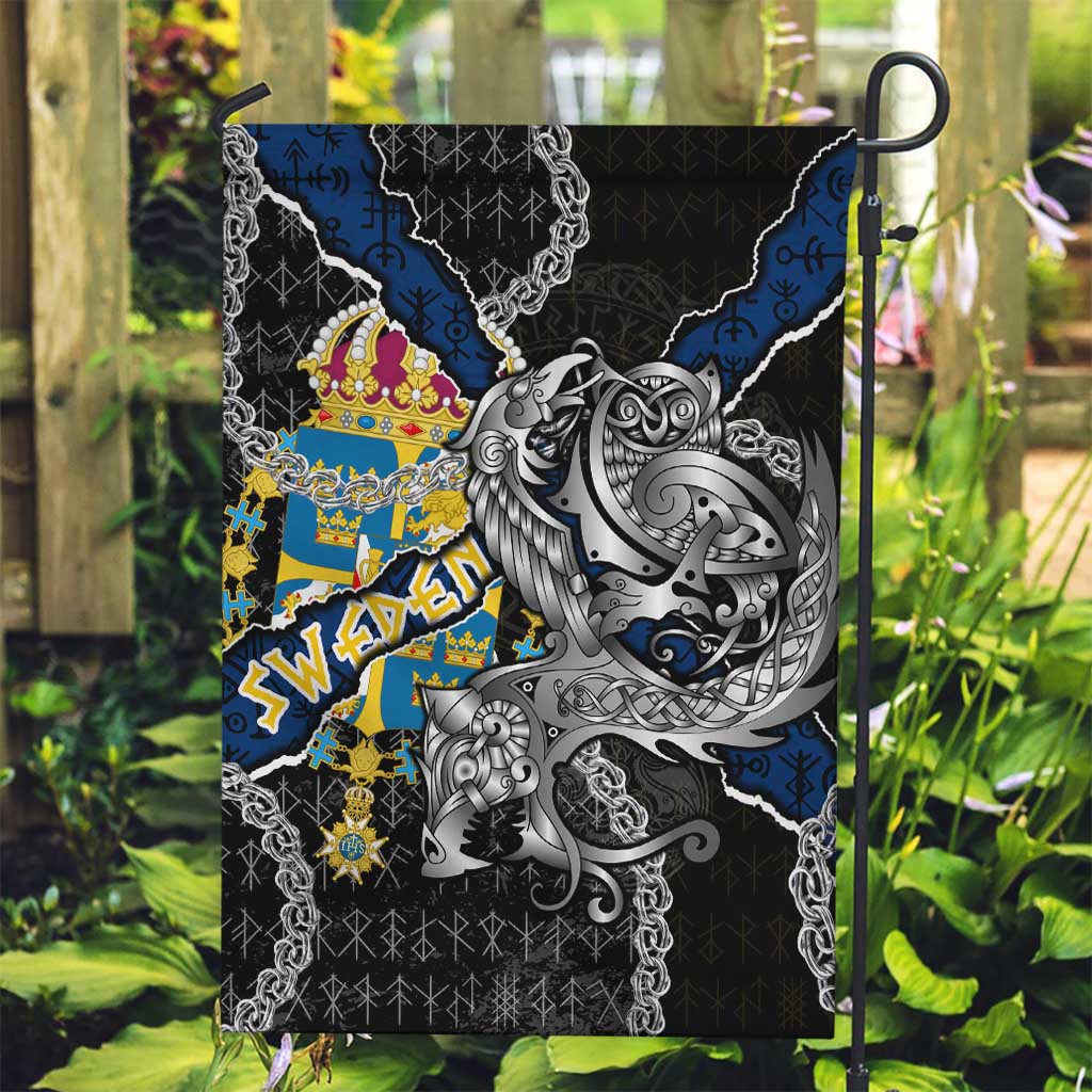 Sweden Vikings Garden Flag Nordic Lion Bound in Runes and Chains