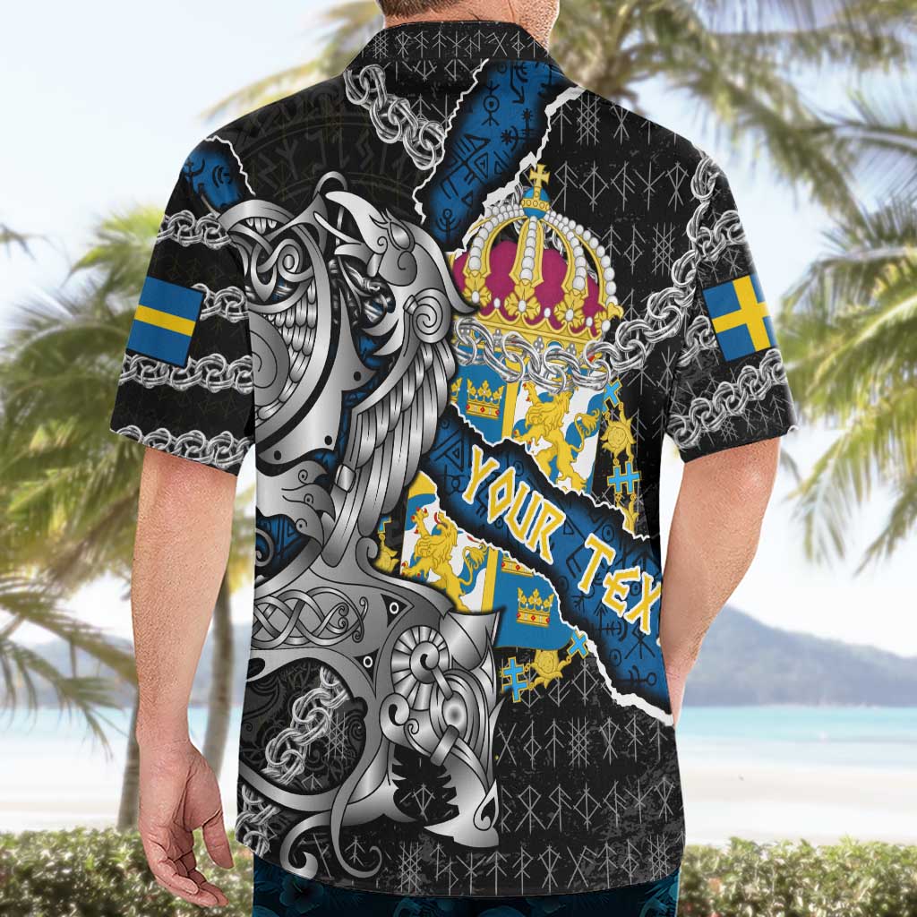Personalized Sweden Vikings Hawaiian Shirt Nordic Lion Bound in Runes and Chains