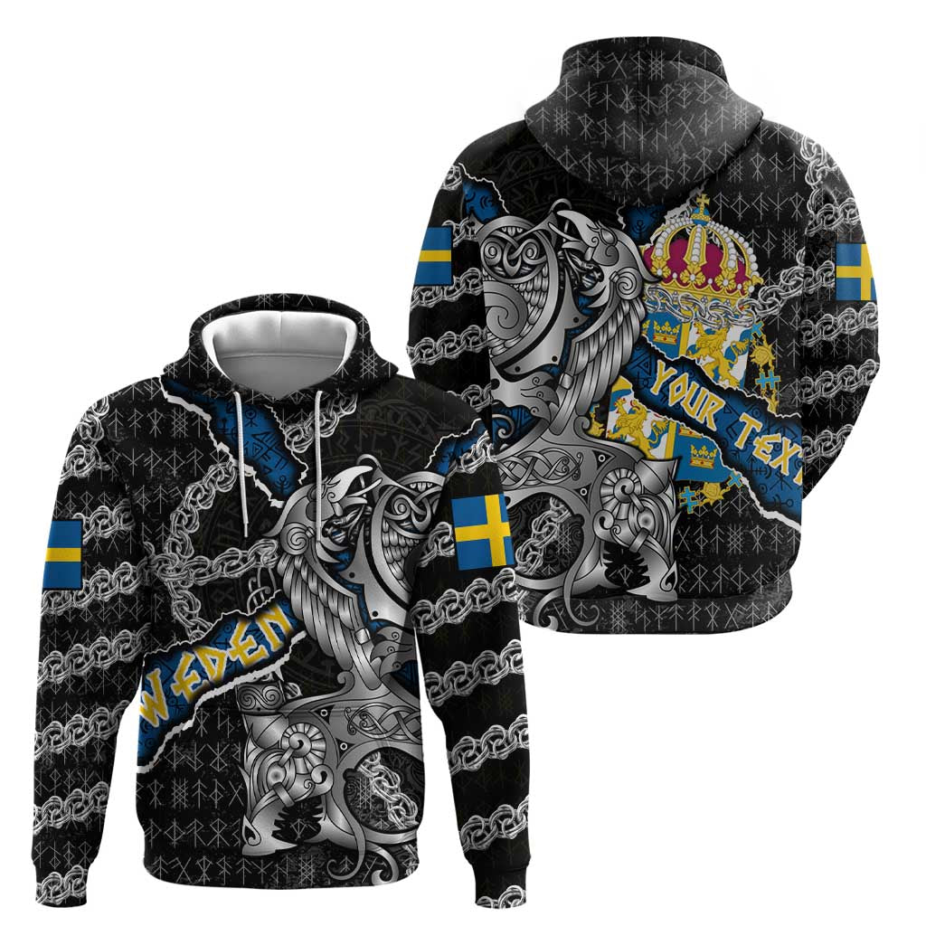 Personalized Sweden Vikings Hoodie Nordic Lion Bound in Runes and Chains
