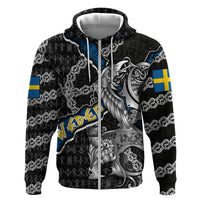 Personalized Sweden Vikings Hoodie Nordic Lion Bound in Runes and Chains