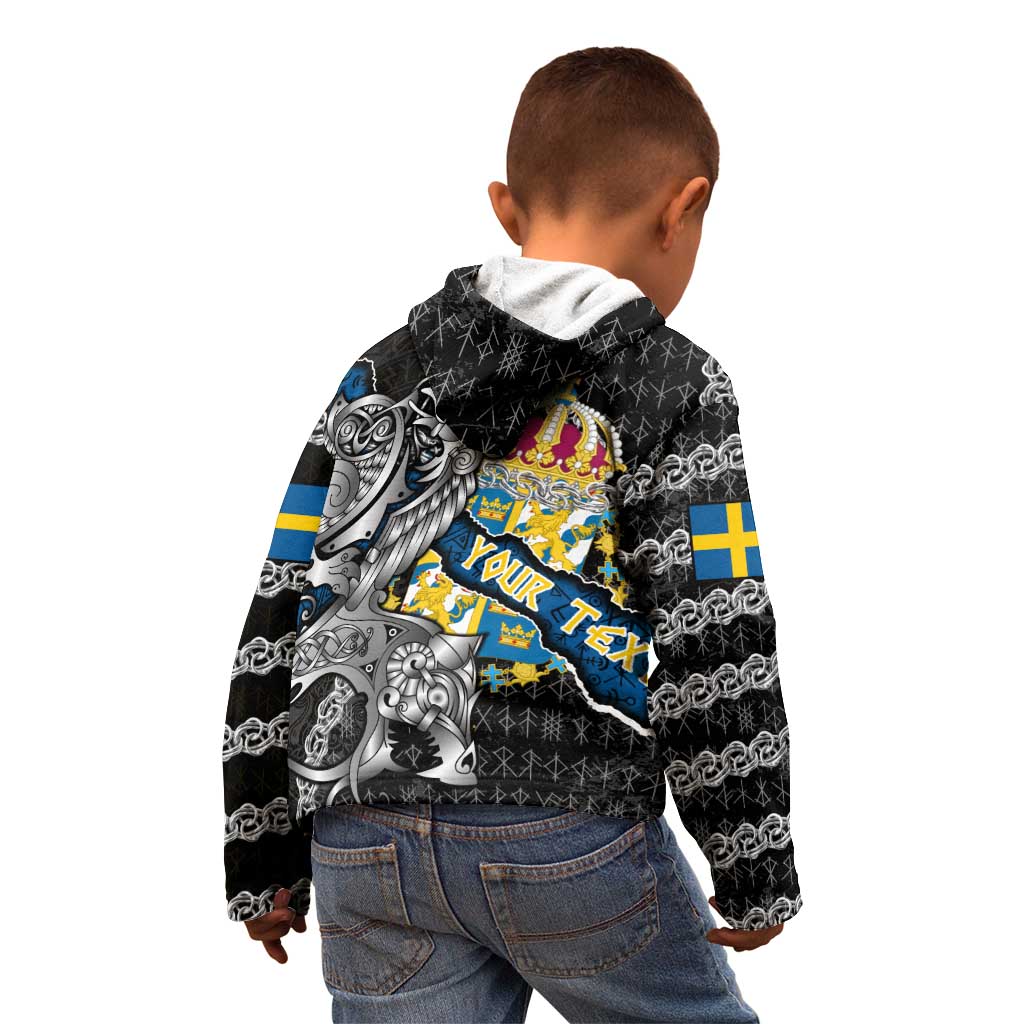 Personalized Sweden Vikings Kid Hoodie Nordic Lion Bound in Runes and Chains