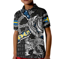 Personalized Sweden Vikings Kid Polo Shirt Nordic Lion Bound in Runes and Chains